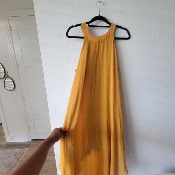Elegant Yellow Gold Sleeveless Dress Plus Size 1X - Picture 7 of 8